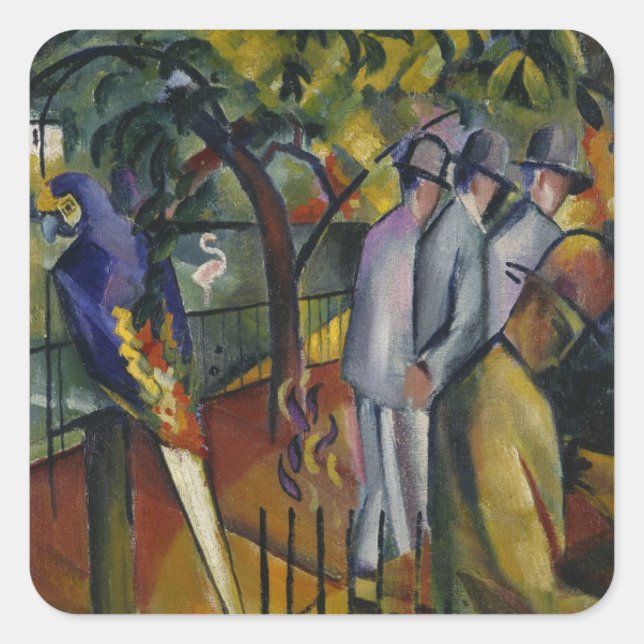 August Macke Zoological Garden I Quadratischer Aufkleber (Vorderseite)