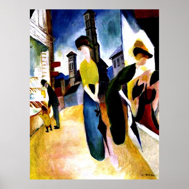 August Macke - Zwei Frauen vor einem Hat Shop Poster (Vorne)