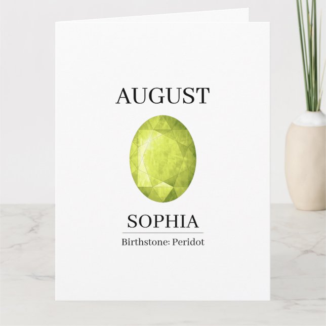 August Peridot Geburtstag Karte (Vorderseite)
