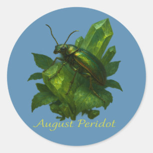 August Peridot - Jewel Beetle & Crystal Runder Aufkleber