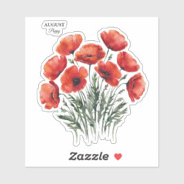 August Poppy Bloom - Personalisiertes Geburtstagsg Aufkleber