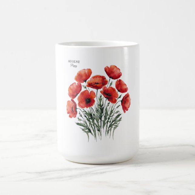 August Poppy Bloom - Personalisiertes Geburtstagsg Kaffeetasse (Mittel)