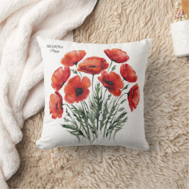 August Poppy Bloom - Personalisiertes Geburtstagsg Kissen