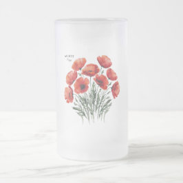 August Poppy Bloom - Personalisiertes Geburtstagsg Mattglas Bierglas