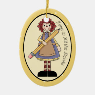 August Ragedy Ann "Zeit, die Buch-zu schlagen" Keramik Ornament