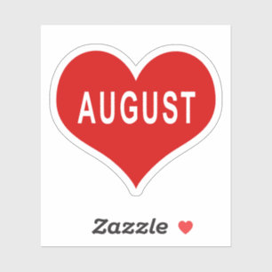 AUGUST Rotes Herz Vinyl Aufkleber