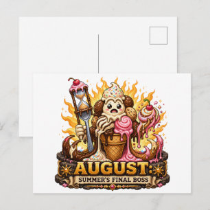 August Sommer-Endboss Pixel Art Postkarte
