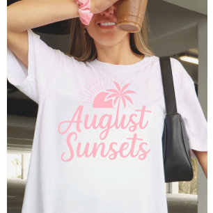 August-Sonnenuntergänge Palme Sommer T-Shirt