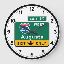 Augusta, GA Road Sign Große Wanduhr