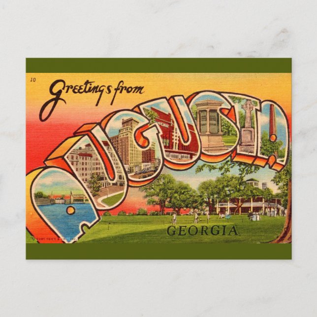 Augusta Georgia Retro Postkarte (Vorderseite)