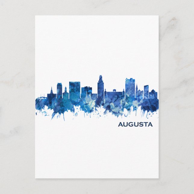 Augusta Georgia Skyline Blue Einladungspostkarte (Vorderseite)