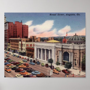 Augusta, Georgien, Broad Street, Vintag View Poster