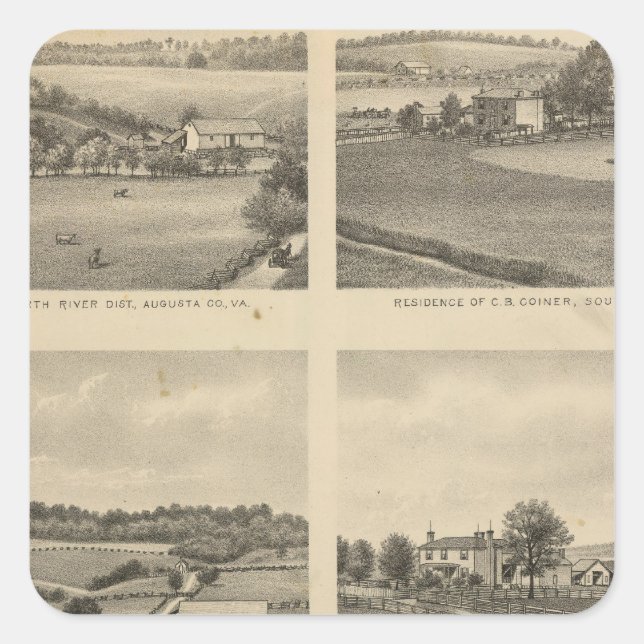 Augusta Landkreis Residenzen Quadratischer Aufkleber (Vorderseite)