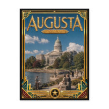 Augusta Maine Vintage Art Deco Goldenes Zeitalter