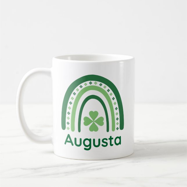 Augusta Name Klee Boho Regenbogen Kaffeetasse (Links)