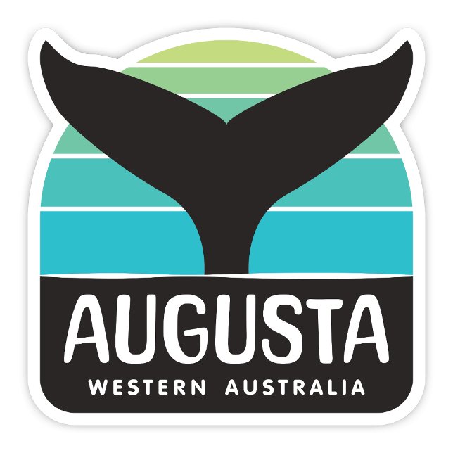 Augusta, Western Australien Aufkleber (Augusta Western Australia retro whale tail sticker)