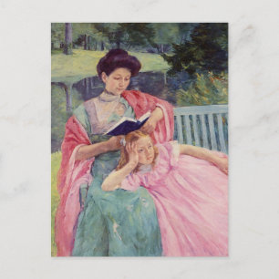 Auguste liest ihrer Tochter von Mary Cassatt  Postkarte