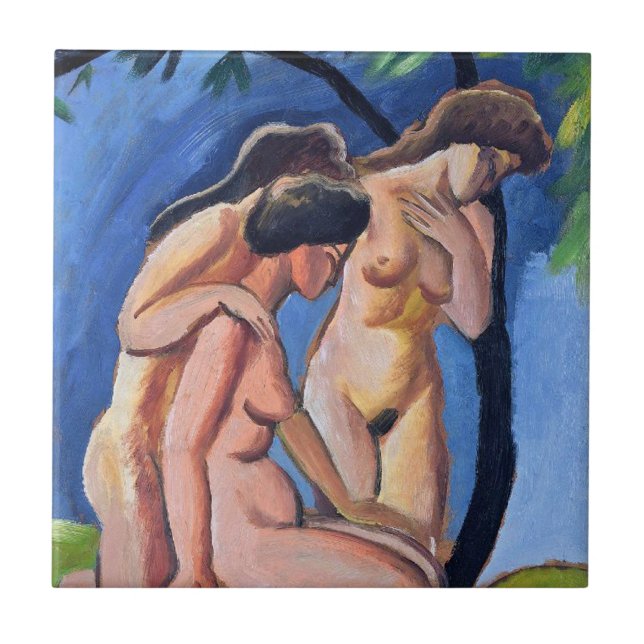 Auguste Macke Drei Akte Fliese (Vorderseite)