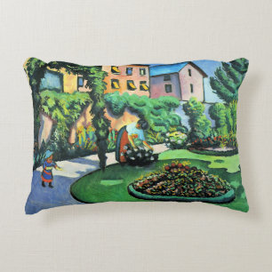 Auguste Macke - Gartenbild, beliebtes Gemälde, Dekokissen