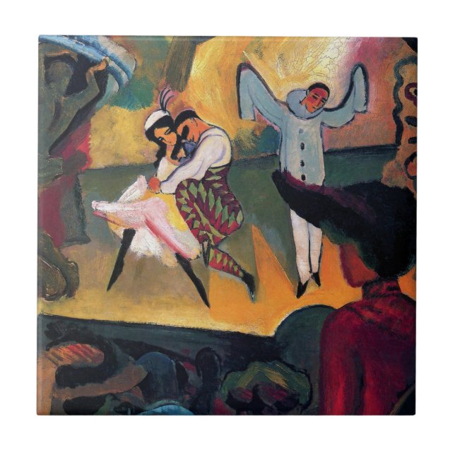 Auguste Macke - Russische Balletttänzer auf Bühne Fliese (Vorderseite)