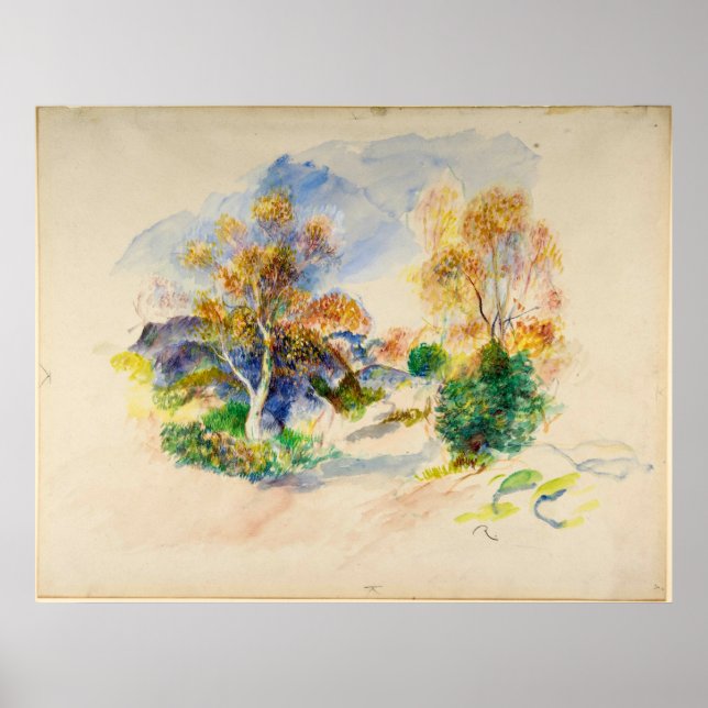 Auguste Renoir Landschaft mit einem Pfad zwischen  Poster (Vorne)