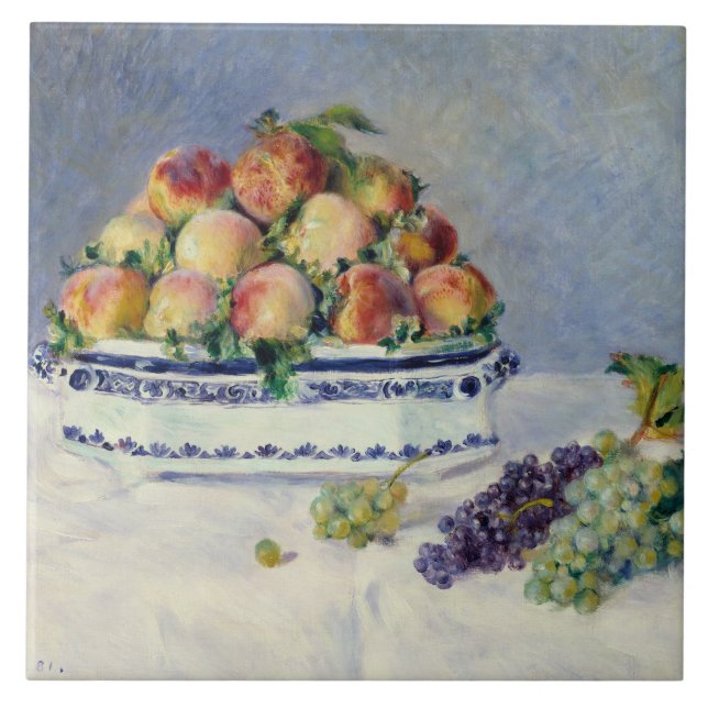 Auguste Renoir - Stillleben mit Pfirsichen und Fliese (Vorderseite)
