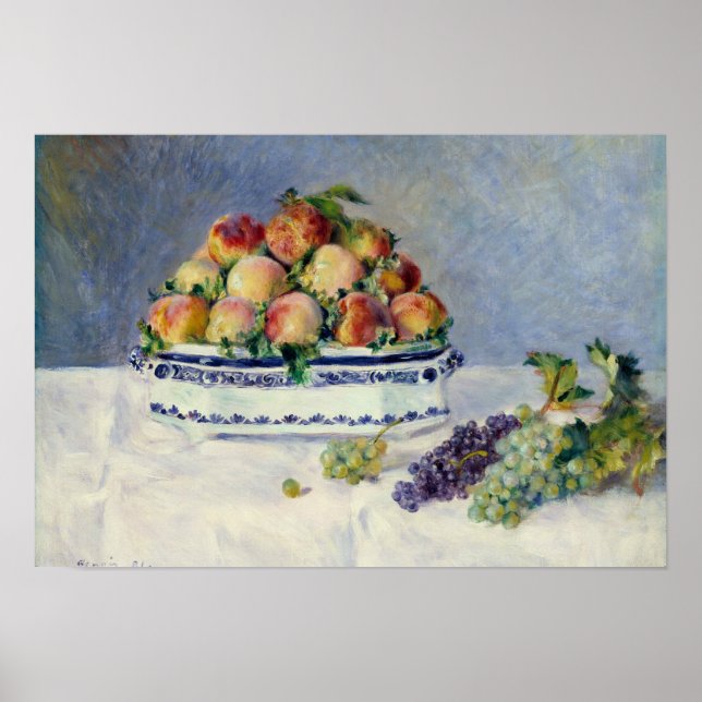 Auguste Renoir - Stillleben mit Pfirsichen und Tra Poster (Vorne)