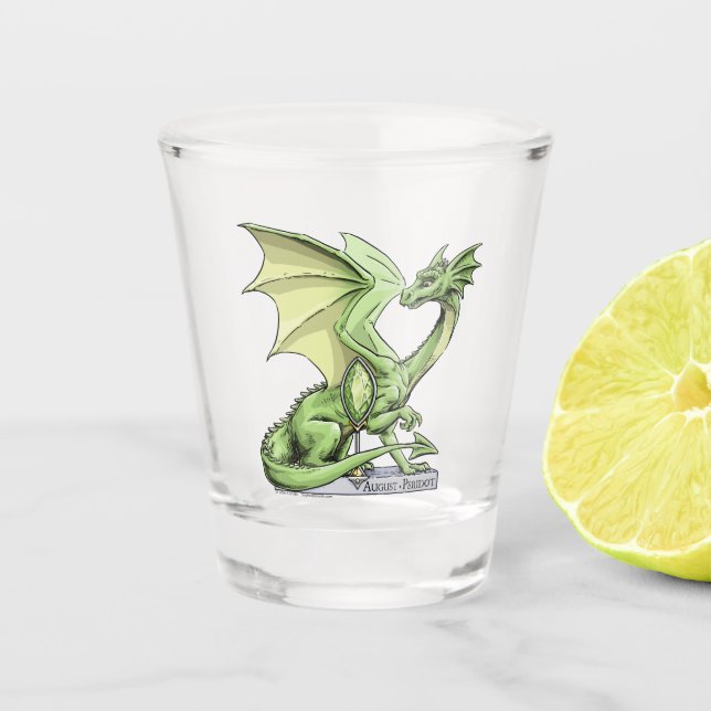 Augusts Geburtssteingebürgerdrache: Peridot Schnapsglas (Vorderseite)
