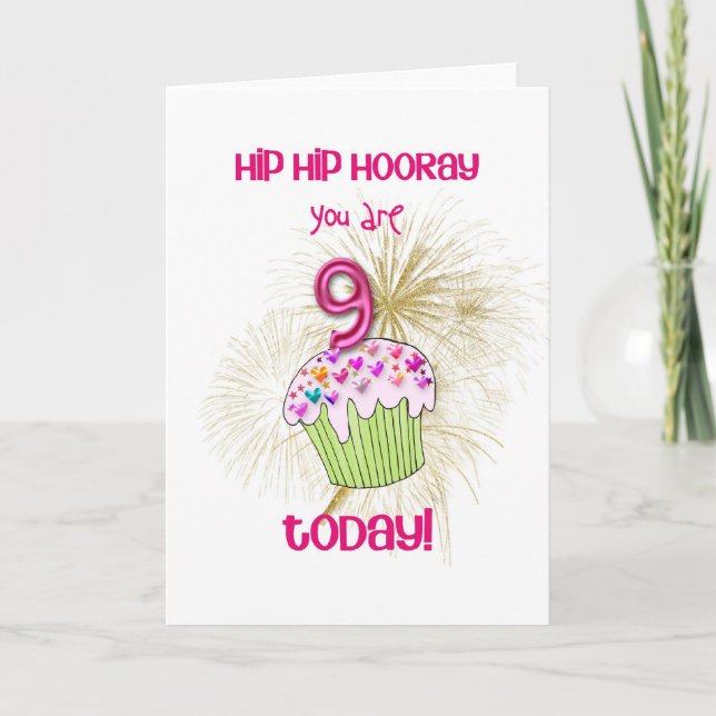 aujourd'hui carte d'anniversaire du petit gâteau 9 (Devant)