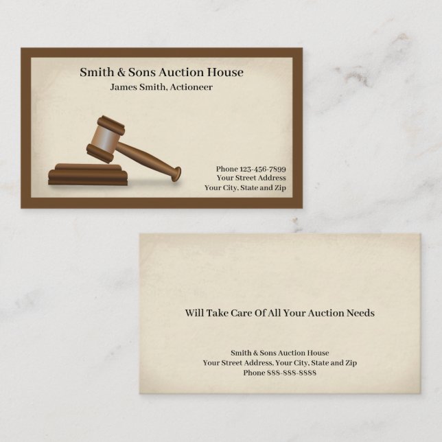 Auktionator Richterin Business Card Visitenkarte (Vorne/Hinten)