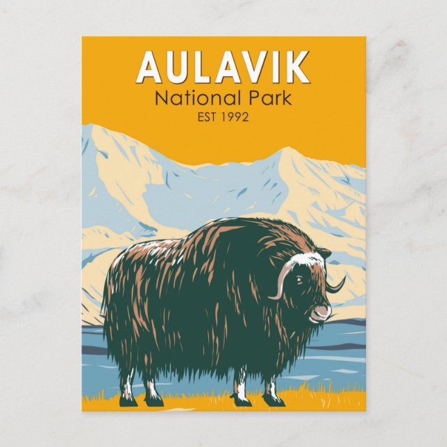 Aulavik Nationalpark Kanada Muskox Vintag Postkarte (Vorderseite)