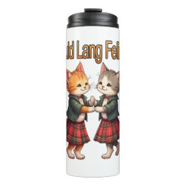 Auld Lang Feline Orange Cats Dancing Ceilidh  Thermosbecher