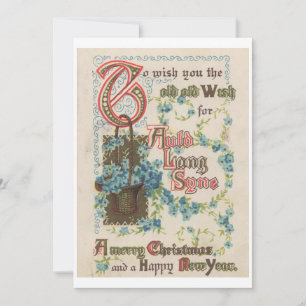 Auld Lang Syne, Weihnachten, Neujahr 1914 Vintag Feiertagskarte