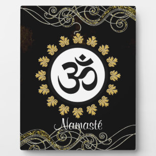 Aum Symbol Mantra Meditation Black and Gold Fotoplatte