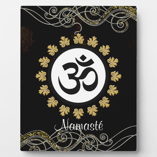Aum Symbol Mantra Meditation Black and Gold Fotoplatte (Vorderseite)