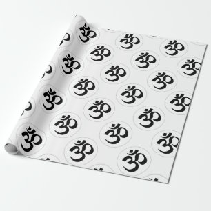 Aum-Symbol (Schwarz mit Silberring) Geschenkpapier