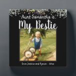 Aunt Bestie Glitter Desk Foto Fotoplatte<br><div class="desc">Falscher Glitter-Bild-Chip. All text is customizable and foto can easily be change. My Aunt is my Bestie with niece or nephew name option at the bottom of the number. A unique gift for that special person in your life.</div>