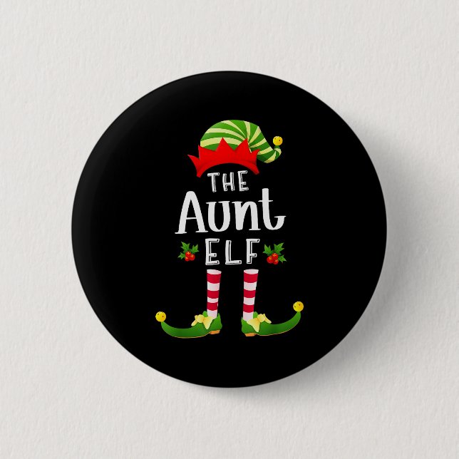 Aunt Christmas Elf Matching Pajama X-mas Party  Button (Vorderseite)