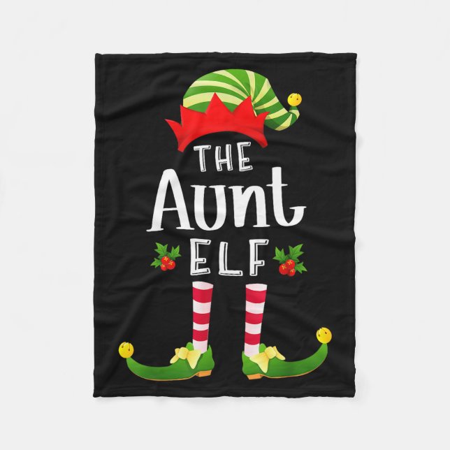 Aunt Christmas Elf Matching Pajama X-mas Party  Fleecedecke (Vorderseite)