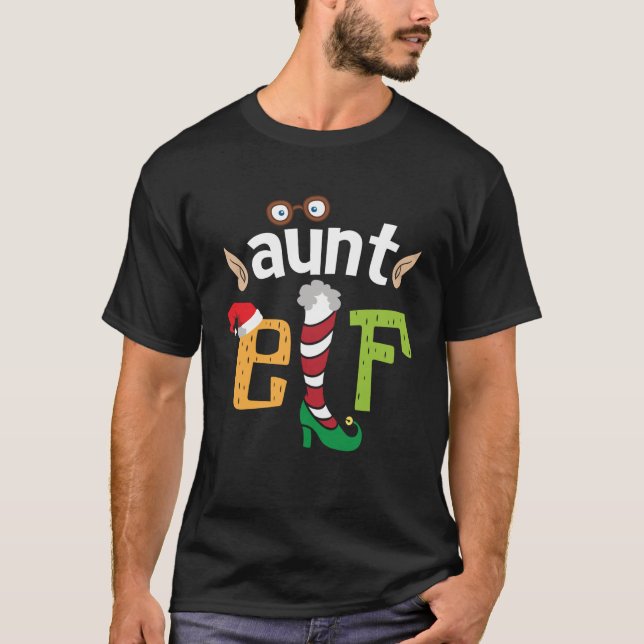 Aunt Elf Christmas Elves Squad Auntie Matching Elf T-Shirt (Vorderseite)