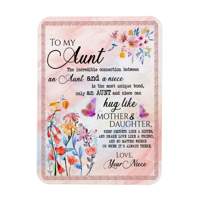 Aunt Gifts | Letter To My Aunt Love From Niece Magnet (Vertikal)