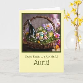 Aunt Happy Easter with Wine in Easter Basket Karte
