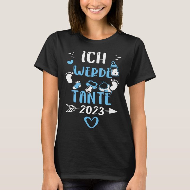 Aunt Ich Werde Tante 2023  Baby Boy Sayings T-Shirt (Vorderseite)
