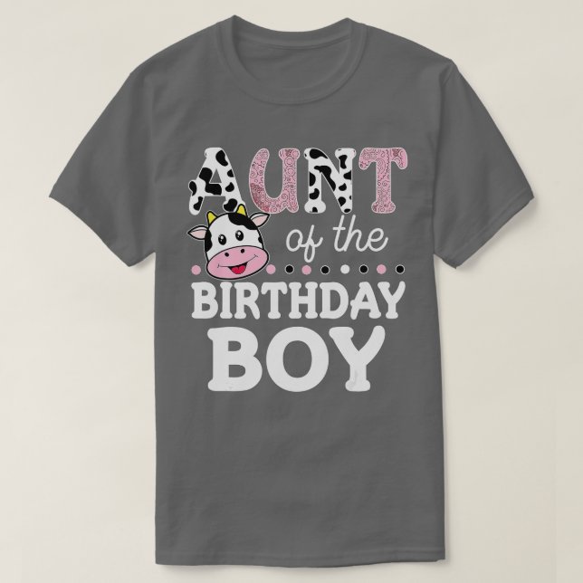 Aunt of The Birthday Boy Shirt Farm Cow Mommy Mama (Design vorne)