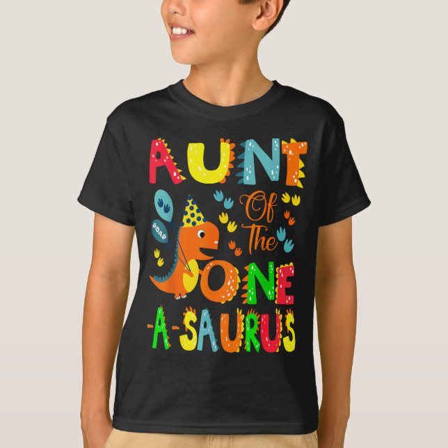 Aunt Of The One-a-saurus 1st Birthday Boy Dinosaur T-Shirt (Vorderseite)