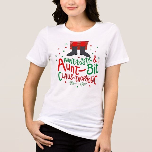 Aunt-tastic & a Bit Claus-trophobic – Funny Pun Ch Tri-Blend Shirt (Vorderseite)
