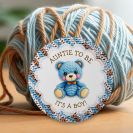 Aunt To Be | Crochet Teddy Bear Baby Shower  Button