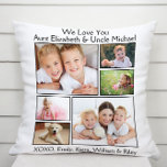 AUNT UNCLE FOTO KLEBUNG KISSEN<br><div class="desc">Celebrate the best aunt and uncle with this custom foto klebe white pillow. You can personalize with sechs family fotos of niets, nephews, family members, pets usw. und customize the expression to "I Love You" oder "We Love You, " and how they are addressed. You can add the family members'...</div>