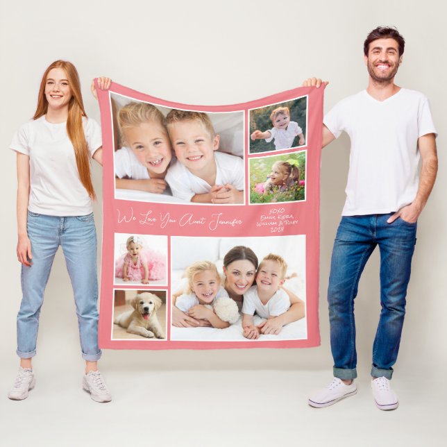 Aunt We Love You Photo Personalized Coral Fleecedecke (Beispiel)
