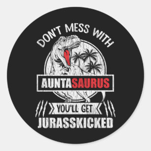 AuntaSaurus Lustiger Dinosaurier Aunta Familien-Ge Runder Aufkleber